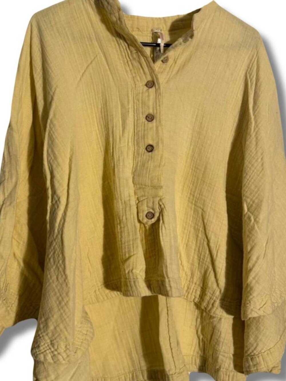 Free People Top Yellow Boho Flowy Oversized Size XS